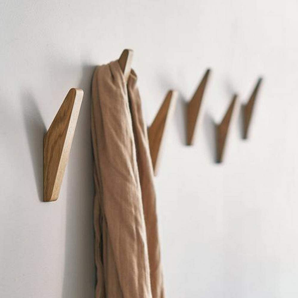 Minimalist Wooden Wall Hooks for Home - Set of 6 2