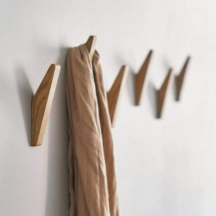 Minimalist Wooden Wall Hooks for Home - Set of 6 2