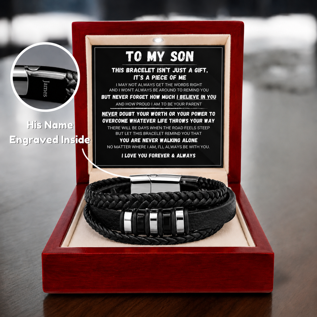 To My Son Never Alone Braided Bracelet Gift Set 10