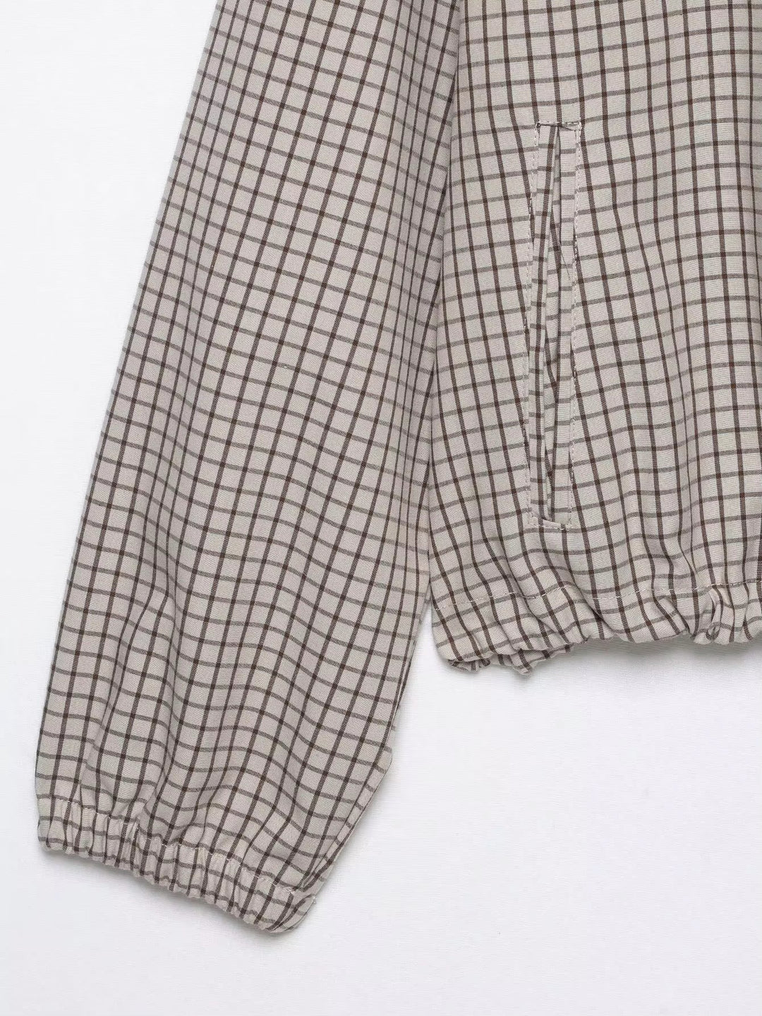Women's Plaid Hooded Cropped Jacket with Zip Front and Drawstring Hem 8
