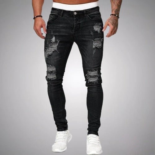 Men's Slim Fit Stretch Ripped Jeans – Distressed Everyday Casual Denim 1