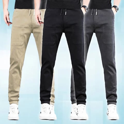 Men's Stretch Cargo Pants in Nylon/Spandex with 6 Pockets, Water Repellent, Quick Dry 24