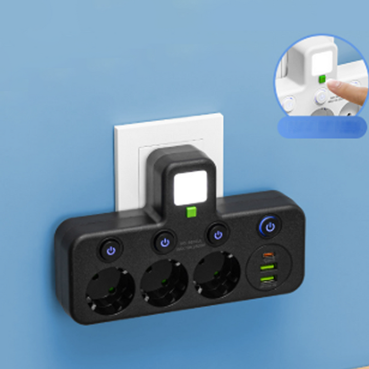 Power Strip with USB and Switches | Multi-Outlet Surge Protector 2500W 25
