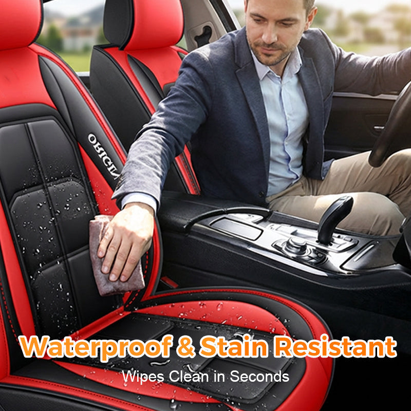Front Car Seat Covers, 2-Piece PU Leather Set with Universal Fit 4
