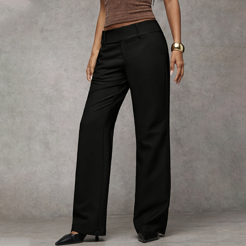 High-Waist Wide-Leg Woven Pants in Smooth Premium Fabric 2