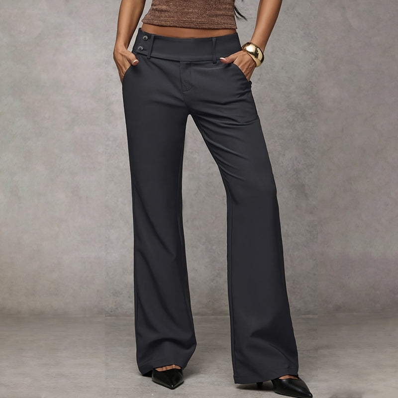 High-Waist Wide-Leg Woven Pants in Smooth Premium Fabric 4
