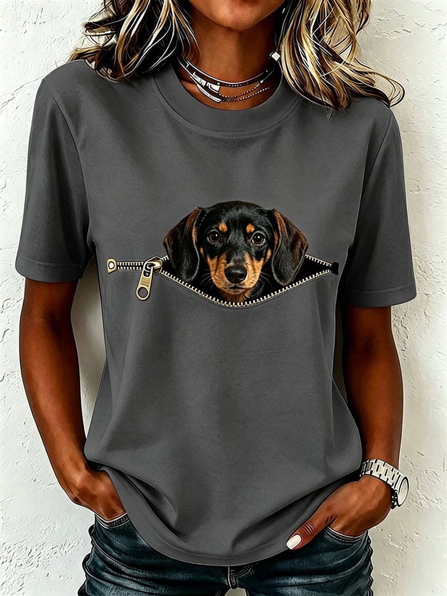 Short-Sleeve T-Shirt with Dachshund Print 2