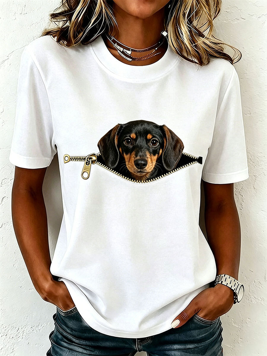 Short-Sleeve T-Shirt with Dachshund Print 1
