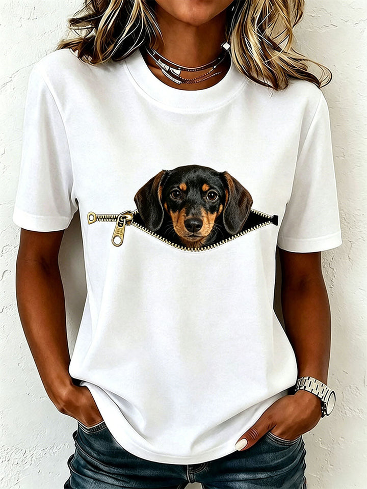 Short-Sleeve T-Shirt with Dachshund Print 1