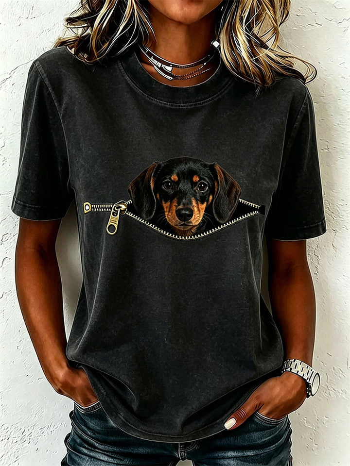 Short-Sleeve T-Shirt with Dachshund Print 3