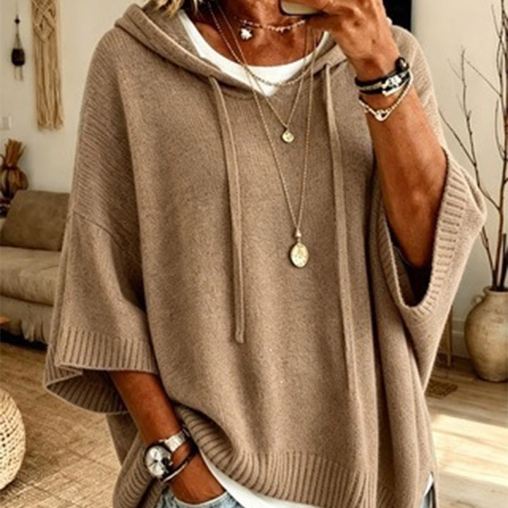 Women's Hooded Drawstring Knit Sweater, Vintage Distressed Oversized Pullover 14