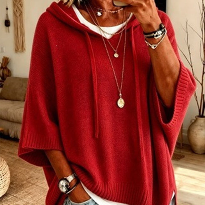 Women's Hooded Drawstring Knit Sweater, Vintage Distressed Oversized Pullover 13
