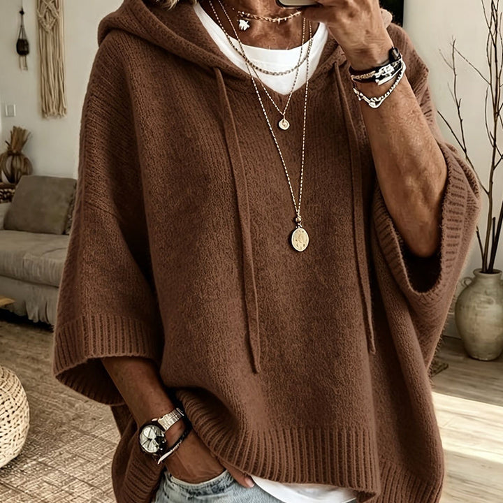 Women's Hooded Drawstring Knit Sweater, Vintage Distressed Oversized Pullover 18