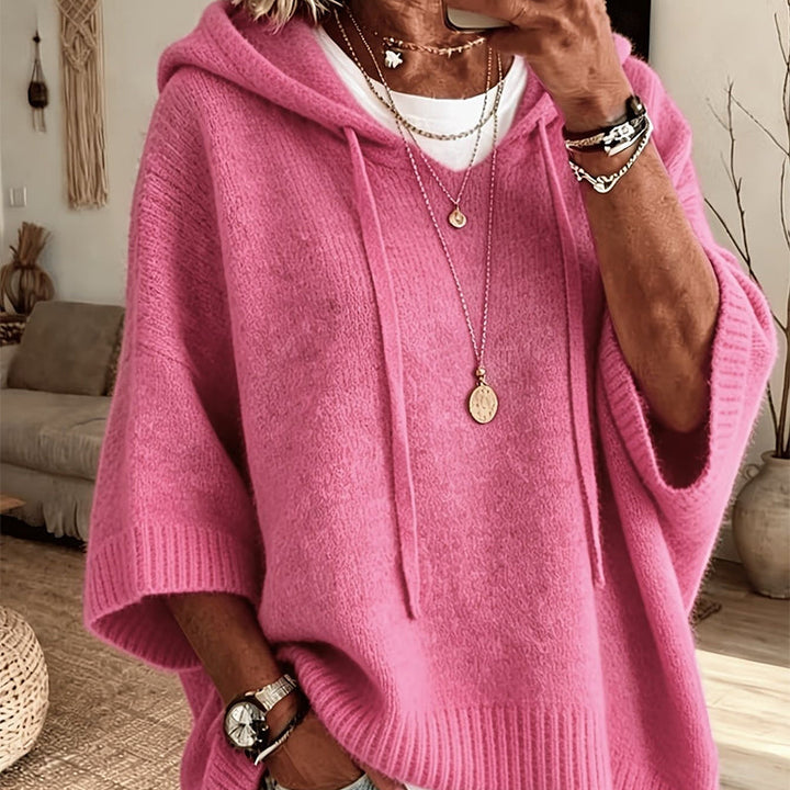 Women's Hooded Drawstring Knit Sweater, Vintage Distressed Oversized Pullover 16