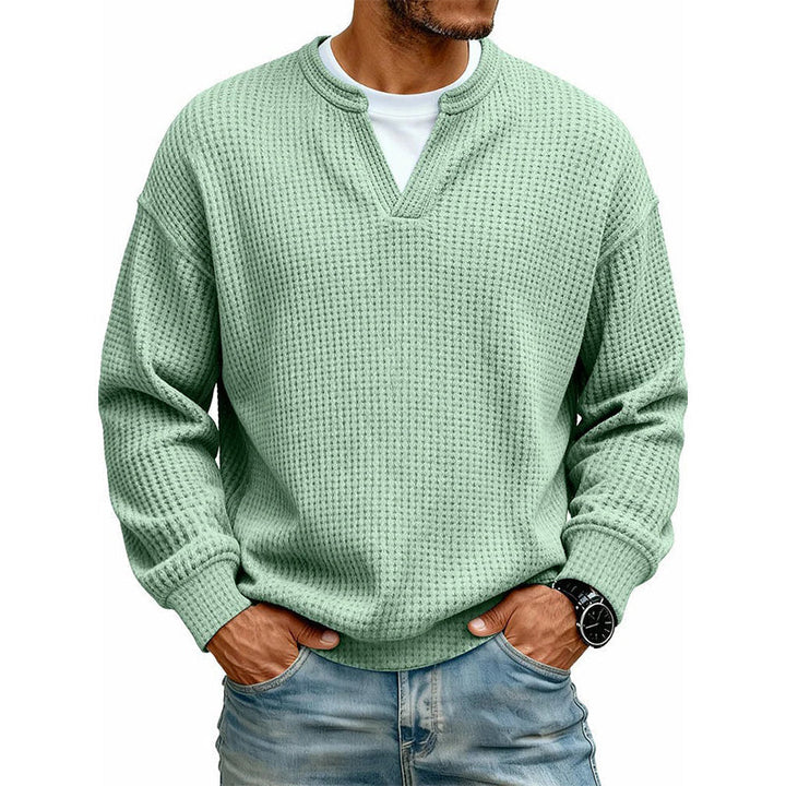 Long Sleeve Waffle Knit Mock Layer Top 10