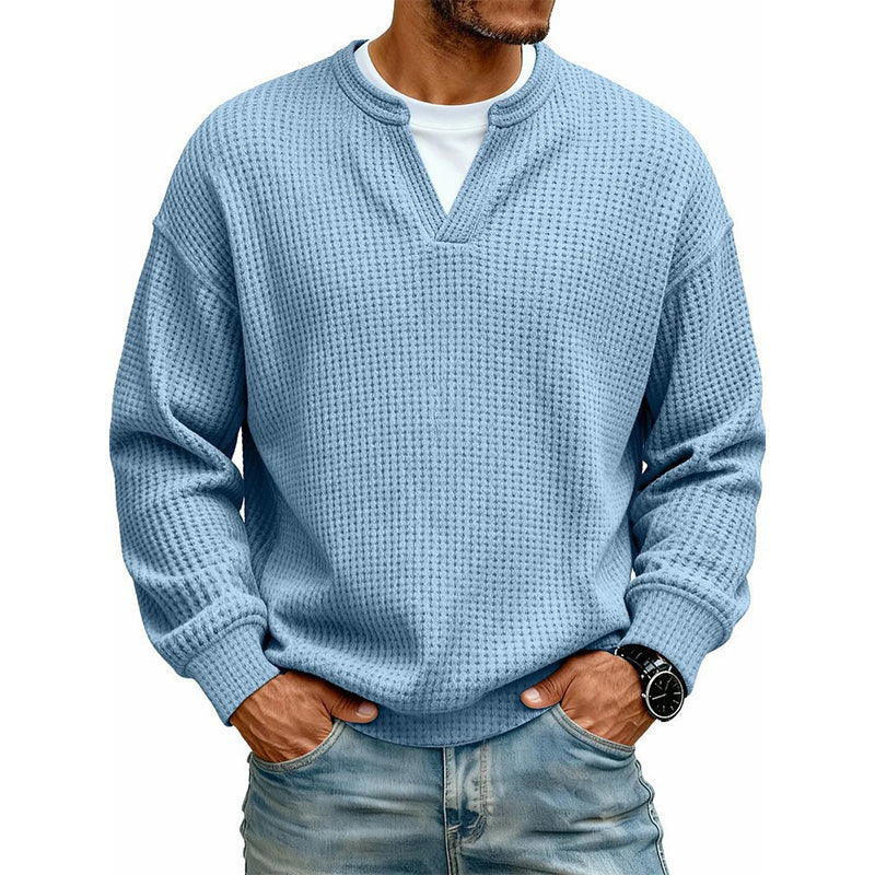 Long Sleeve Waffle Knit Mock Layer Top 12