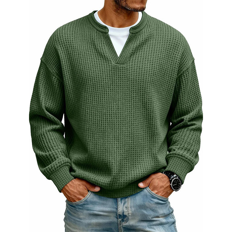 Long Sleeve Waffle Knit Mock Layer Top 18