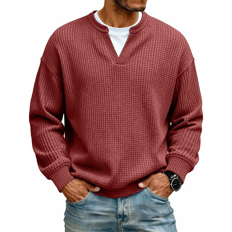 Long Sleeve Waffle Knit Mock Layer Top 16