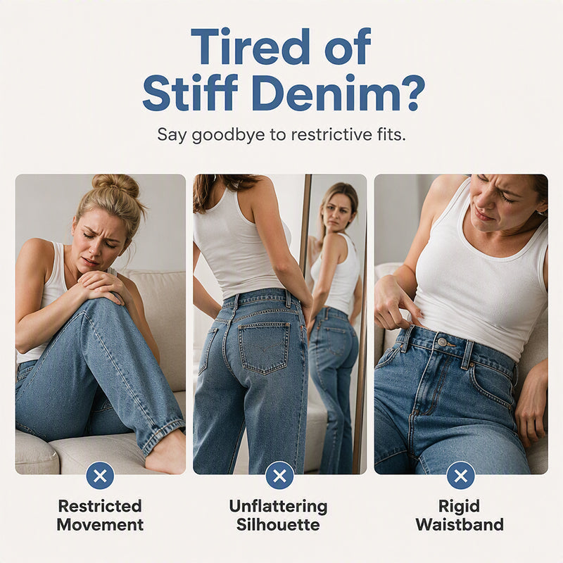 Women's High-Waist Barrel Jeans with Stretch, Adjustable Hem Ties 3
