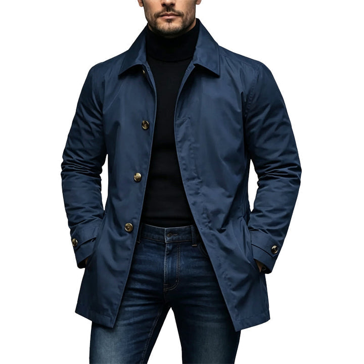 Men's Waterproof Trench Coat with Button Front and Classic Collar 3