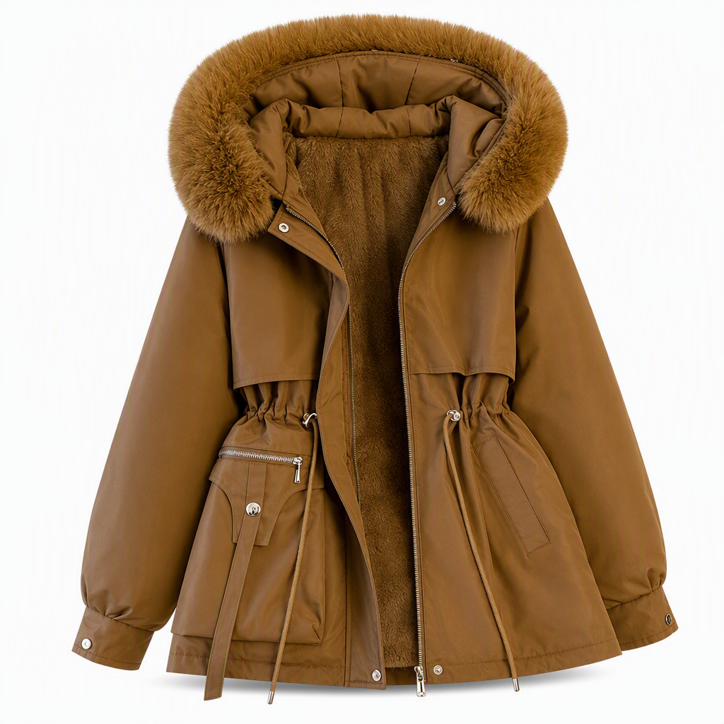 Women's Winter Parka with Faux Fur Trim, Quilted and Windproof 11