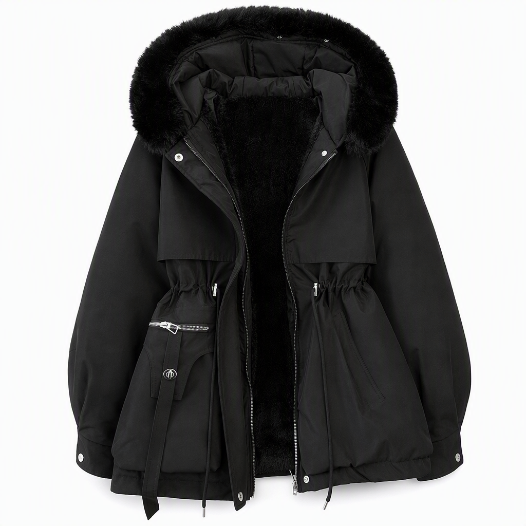 Women's Winter Parka with Faux Fur Trim, Quilted and Windproof 9