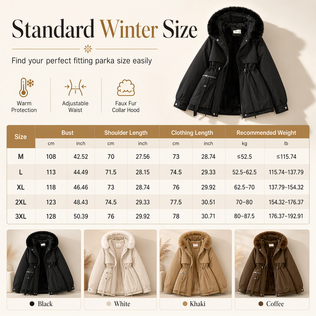 Women's Winter Parka with Faux Fur Trim, Quilted and Windproof 12