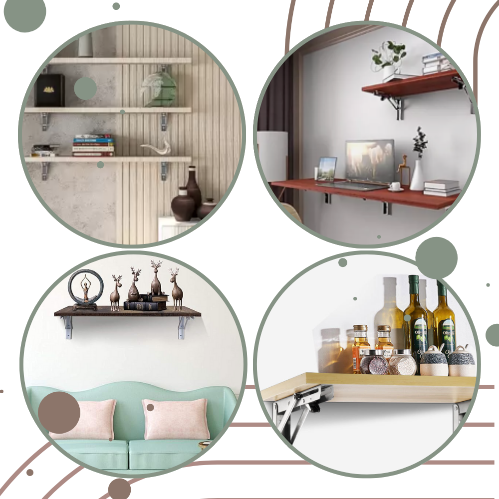Folding Wall Mounted Shelf Brackets, Heavy Duty Stainless Steel, Set of 4 3