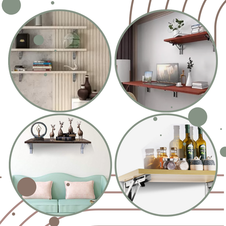 Folding Wall Mounted Shelf Brackets, Heavy Duty Stainless Steel, Set of 4 3