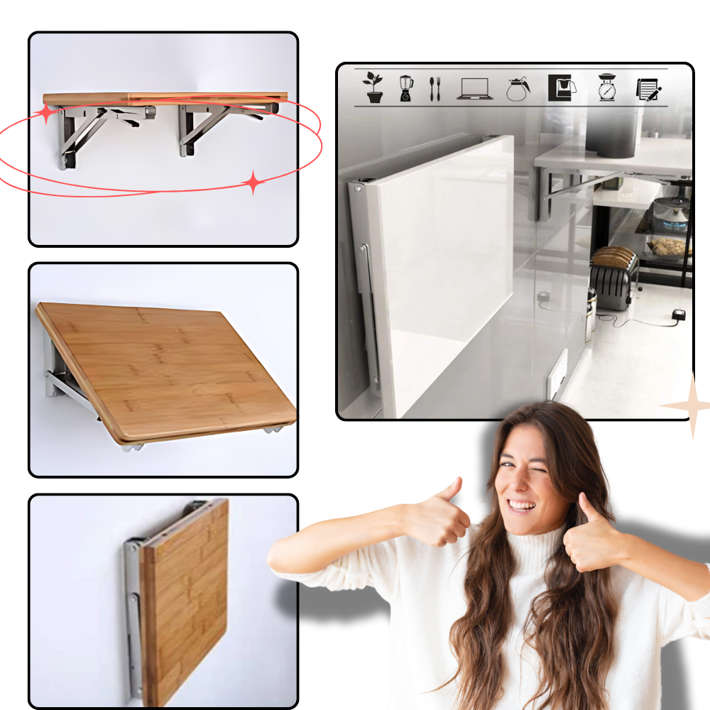Folding Wall Mounted Shelf Brackets, Heavy Duty Stainless Steel, Set of 4 4