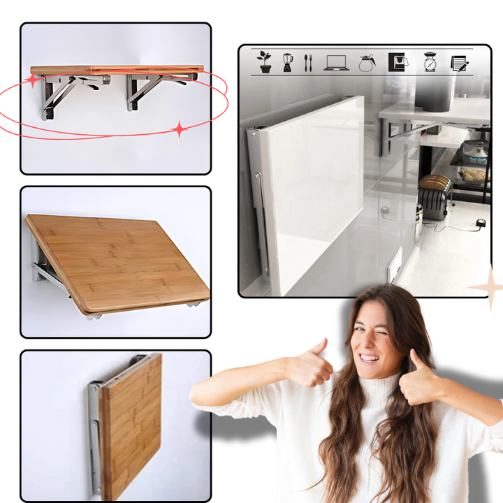 Folding Wall Mounted Shelf Brackets, Heavy Duty Stainless Steel, Set of 4 4