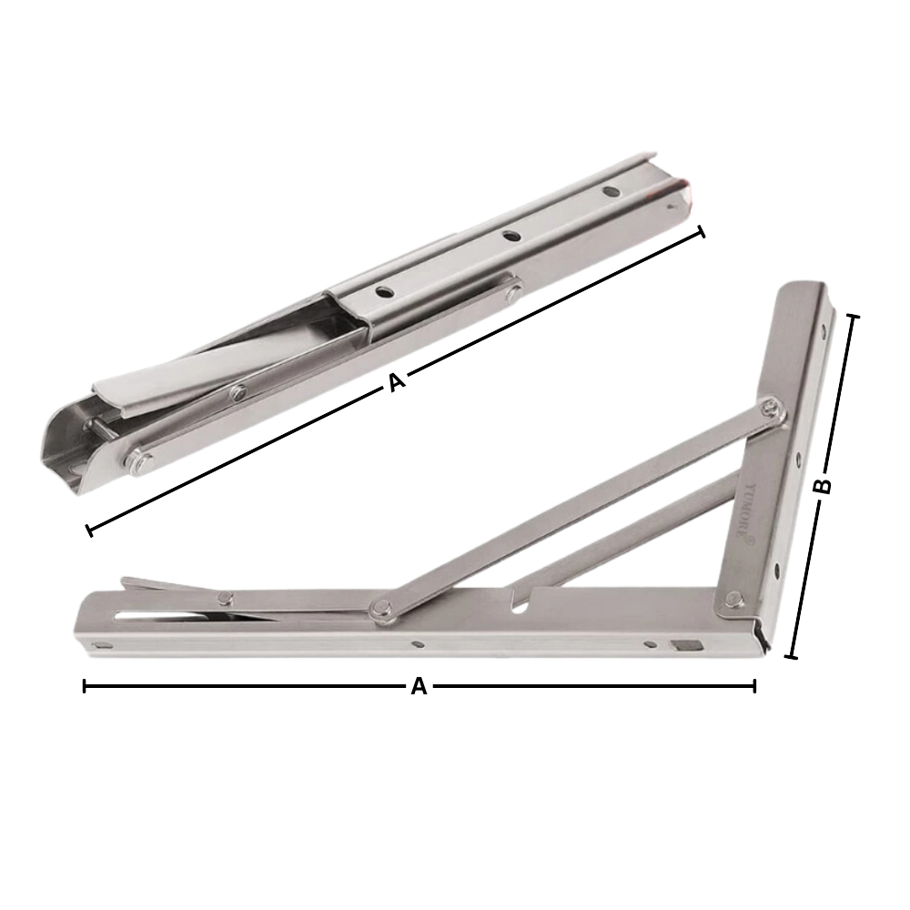 Folding Wall Mounted Shelf Brackets, Heavy Duty Stainless Steel, Set of 4 6