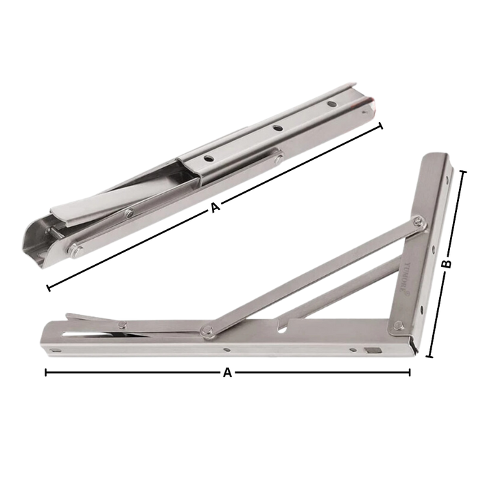 Folding Wall Mounted Shelf Brackets, Heavy Duty Stainless Steel, Set of 4 6