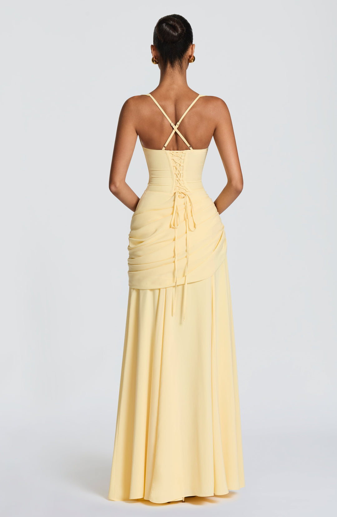 Destiny Chiffon Maxi Dress with Cowl Neckline and Lace-Up Back 2