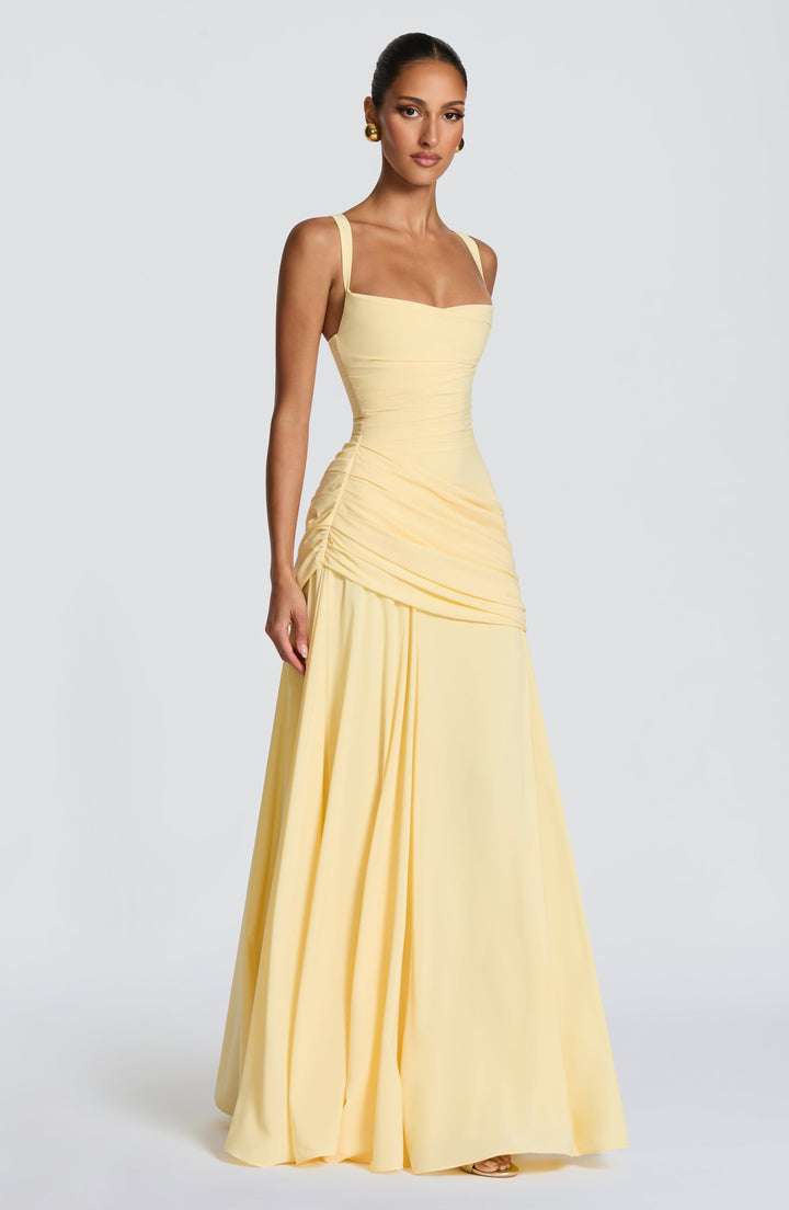 Destiny Chiffon Maxi Dress with Cowl Neckline and Lace-Up Back 3