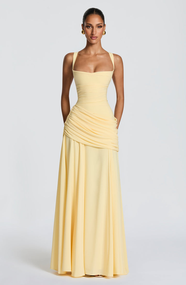 Destiny Chiffon Maxi Dress with Cowl Neckline and Lace-Up Back 5