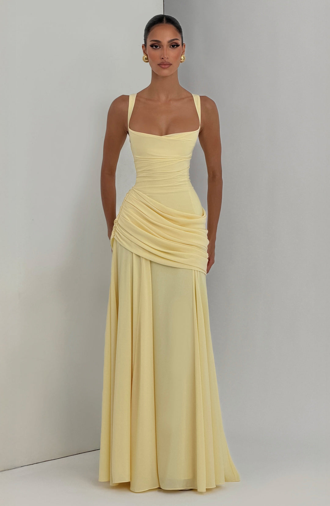 Destiny Chiffon Maxi Dress with Cowl Neckline and Lace-Up Back 6