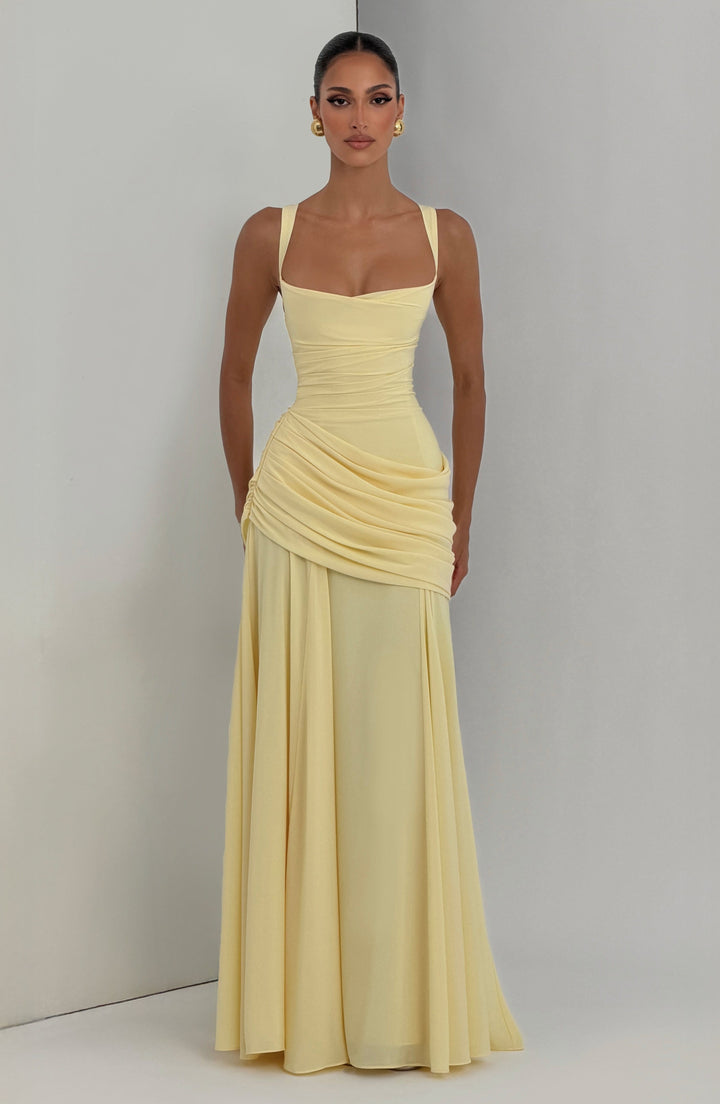 Destiny Chiffon Maxi Dress with Cowl Neckline and Lace-Up Back 6