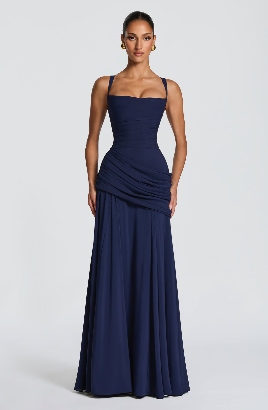 Destiny Chiffon Maxi Dress with Cowl Neckline and Lace-Up Back 7