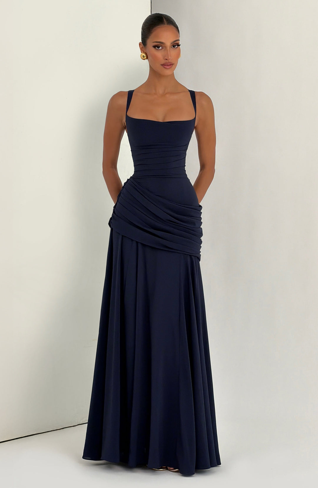 Destiny Chiffon Maxi Dress with Cowl Neckline and Lace-Up Back 13