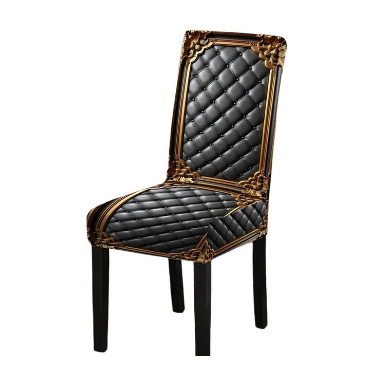 Baroque Stretch Chair Covers with Gold Detail Print - Washable Dining Chair Slipcovers 9