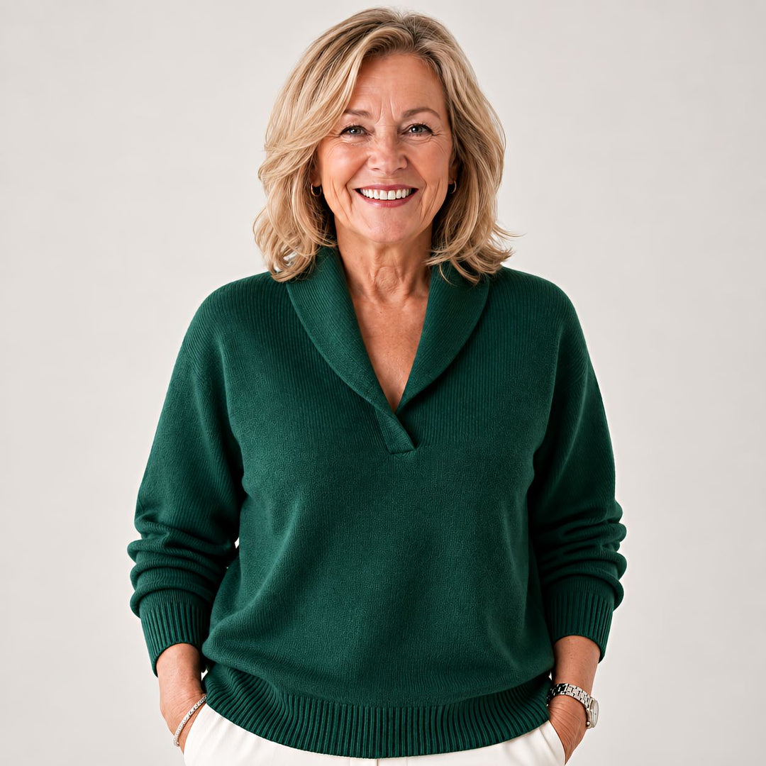 Women's Soft Sweater with Shawl Collar and Long Sleeves 1