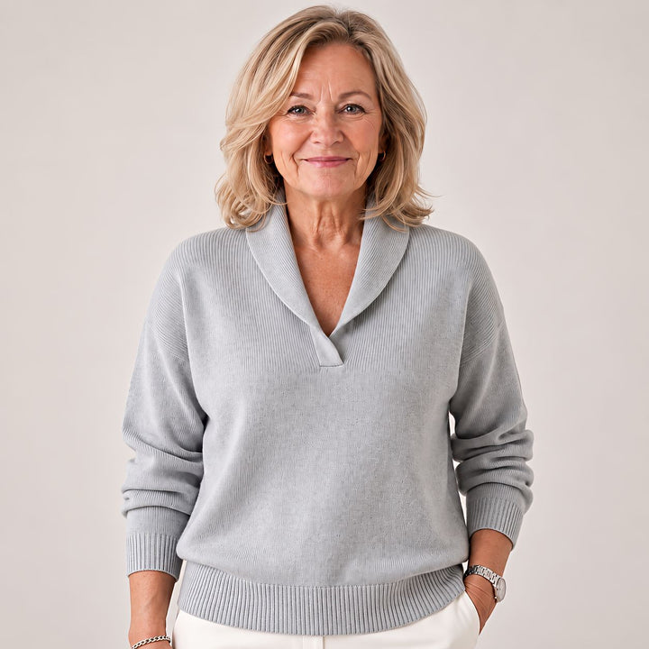 Women's Soft Sweater with Shawl Collar and Long Sleeves 3