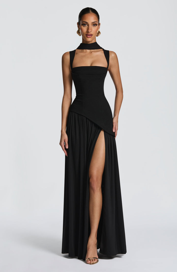 Flowing Chiffon Maxi Dress with Lace-Up Back 12