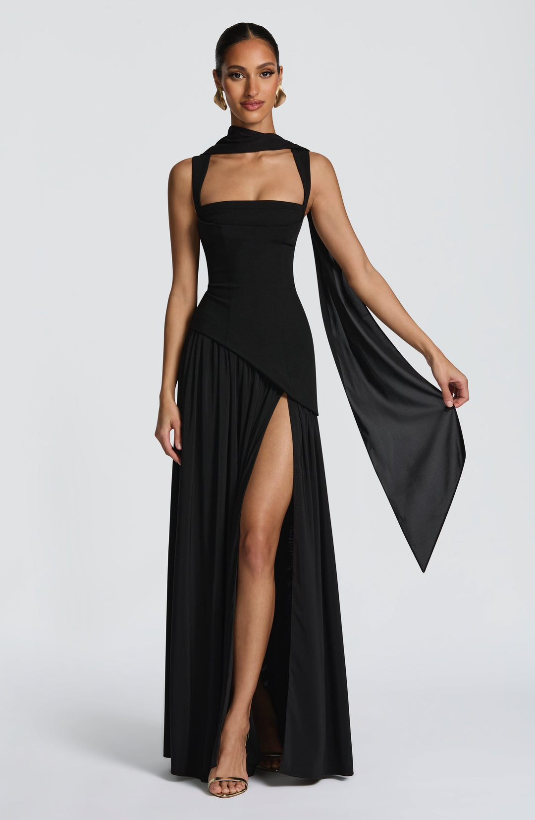 Flowing Chiffon Maxi Dress with Lace-Up Back 8