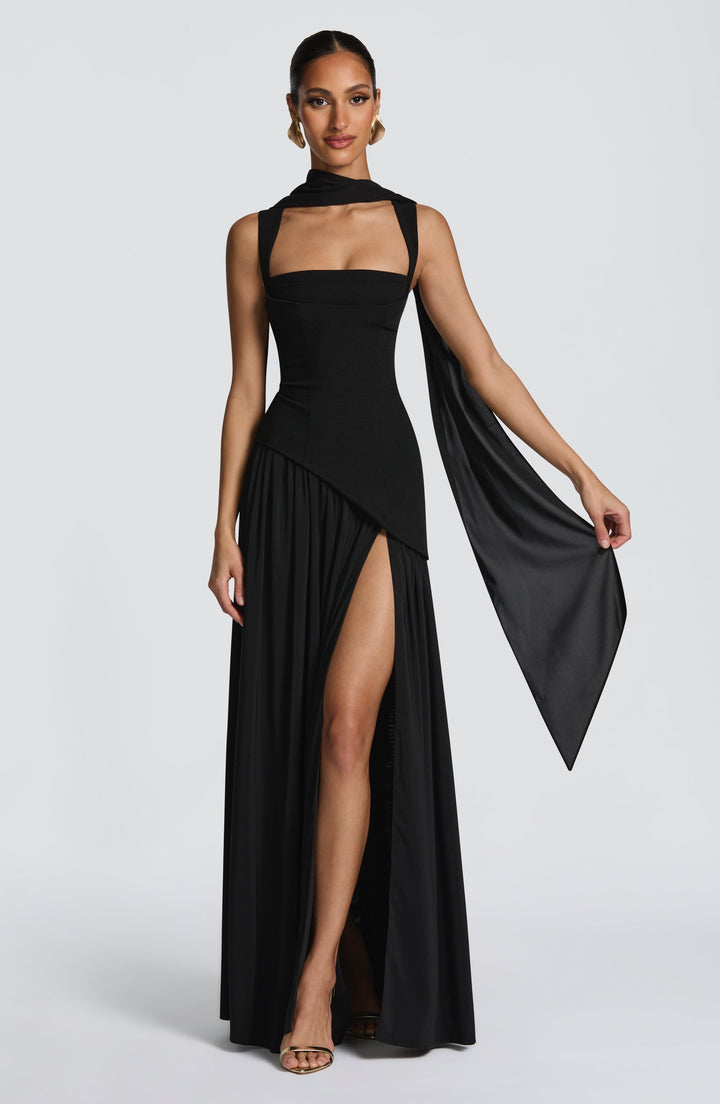 Flowing Chiffon Maxi Dress with Lace-Up Back 8