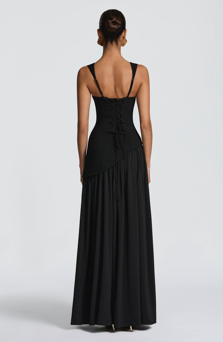 Flowing Chiffon Maxi Dress with Lace-Up Back 6