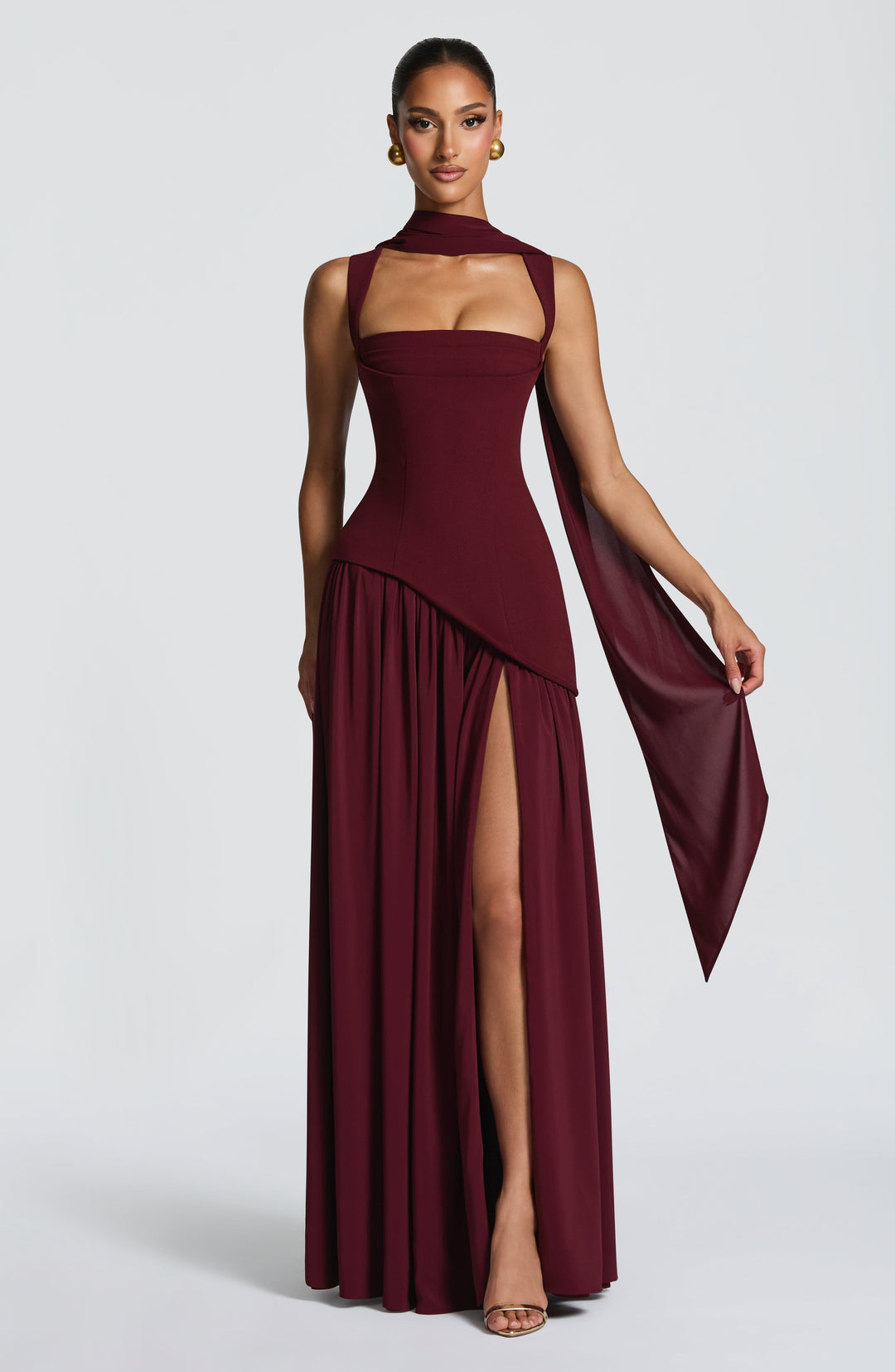 Flowing Chiffon Maxi Dress with Lace-Up Back 15