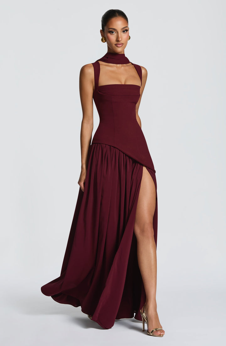 Flowing Chiffon Maxi Dress with Lace-Up Back 14