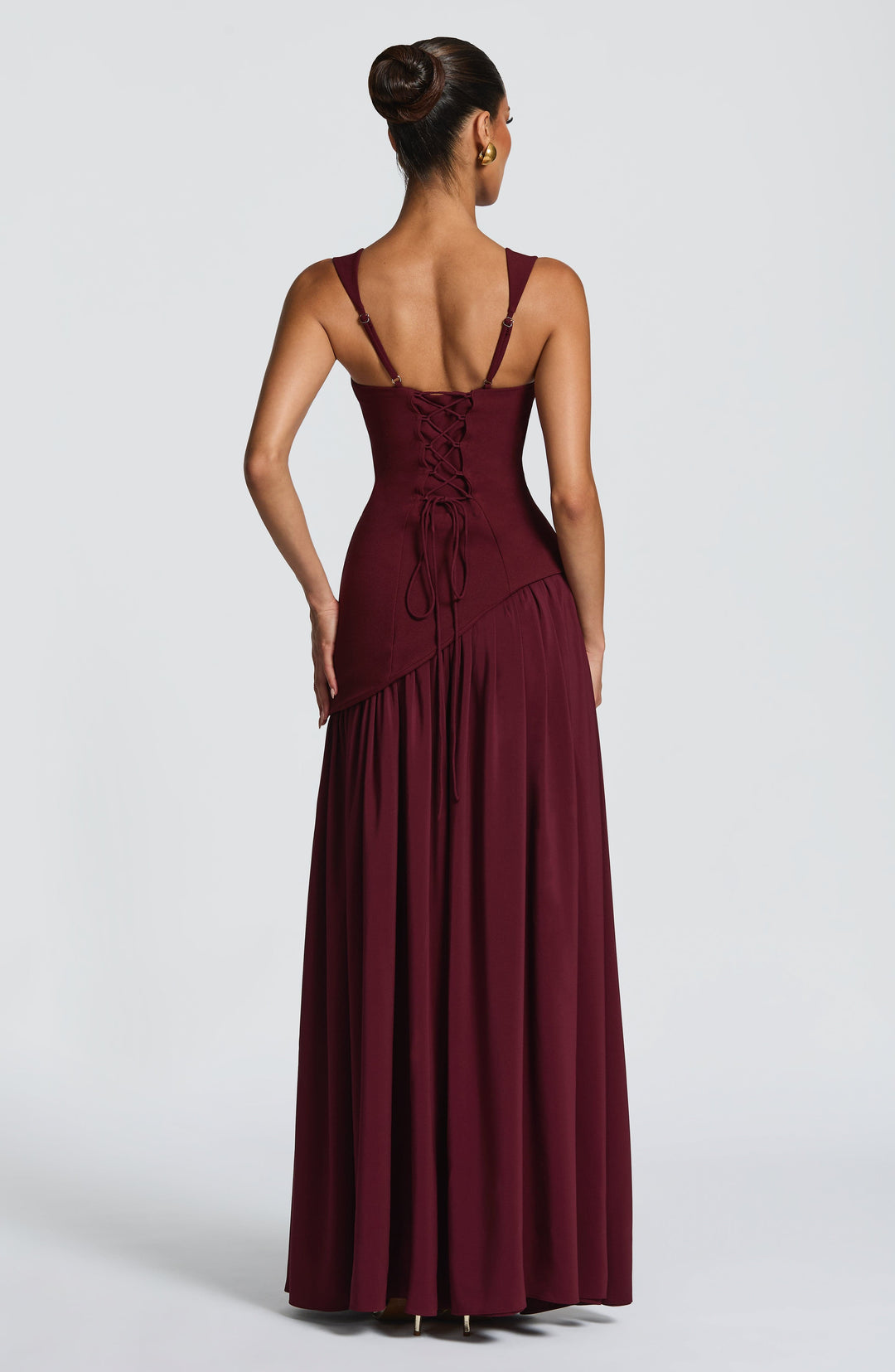 Flowing Chiffon Maxi Dress with Lace-Up Back 16